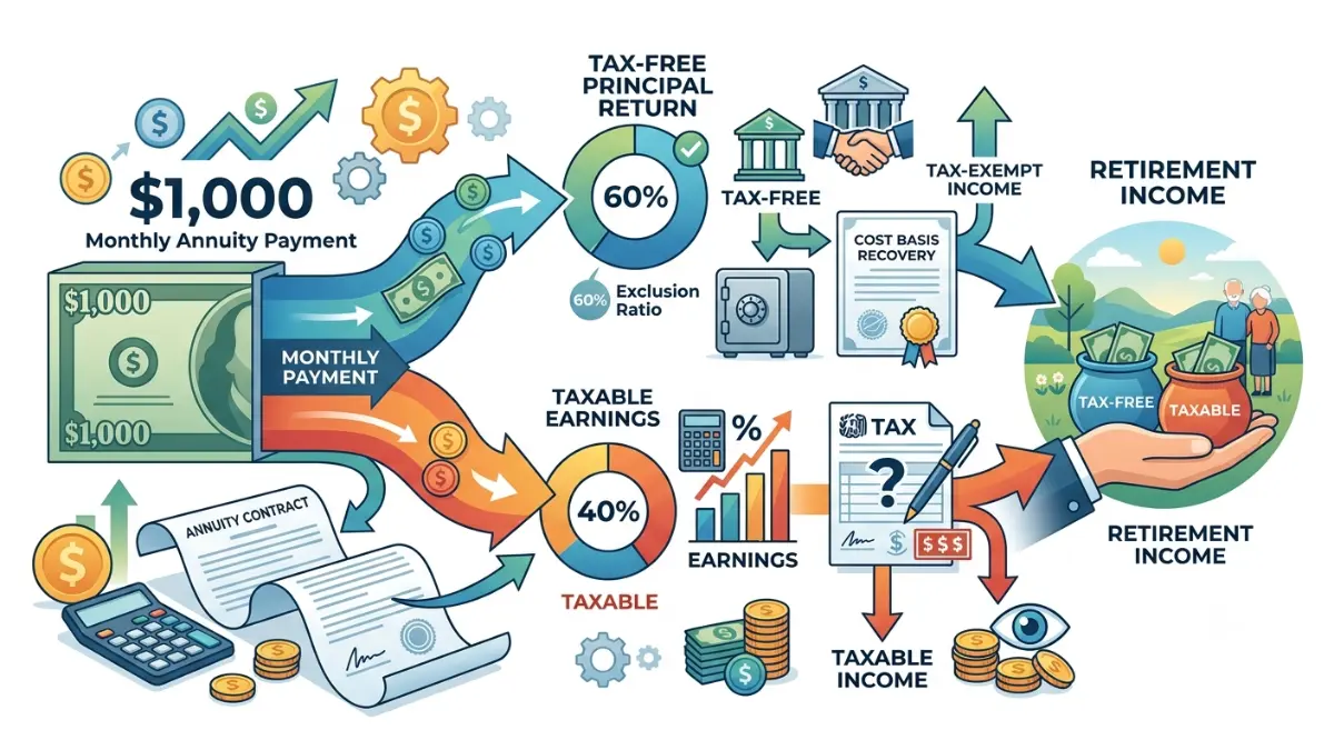 How Are Annuities Taxed using the exclusion ratio to split taxable earnings and tax-free principal payments