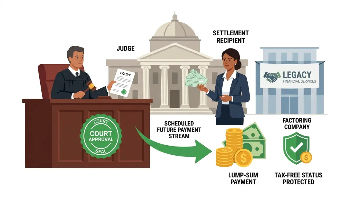 Court-approved structured settlement transfer process and its relationship to self-employment tax treatment