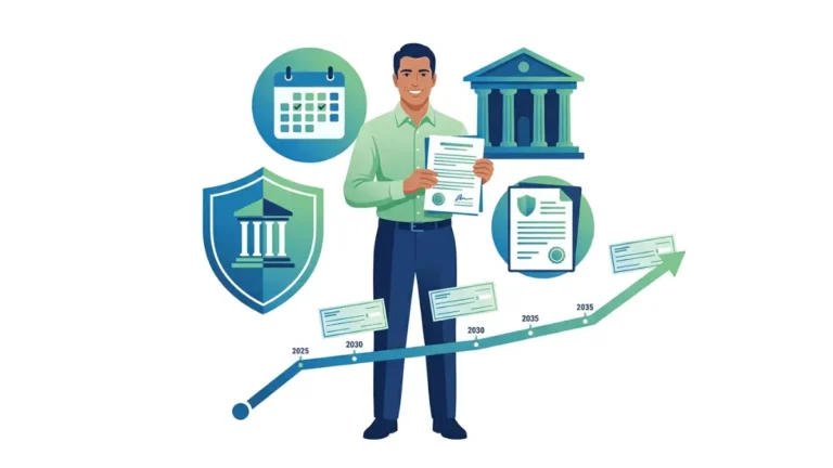 Structured settlement law history illustration showing tax-free periodic payments, legal protection, annuity funding, and long-term financial security