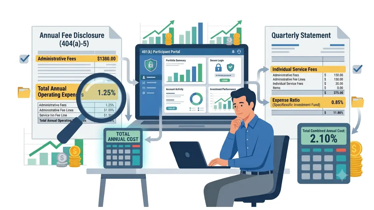 401(k) Fees guide showing where to locate expense ratios and annual fee disclosures inside retirement plan documents