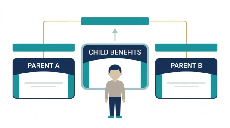 Social Security child benefits combined from two parent records under one family maximum