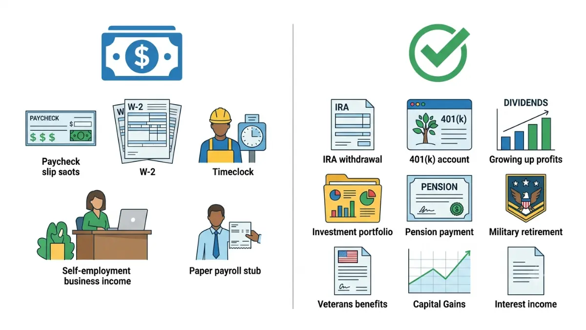 Social Security earning infographic explaining which income counts and which income does not count toward the earnings limit