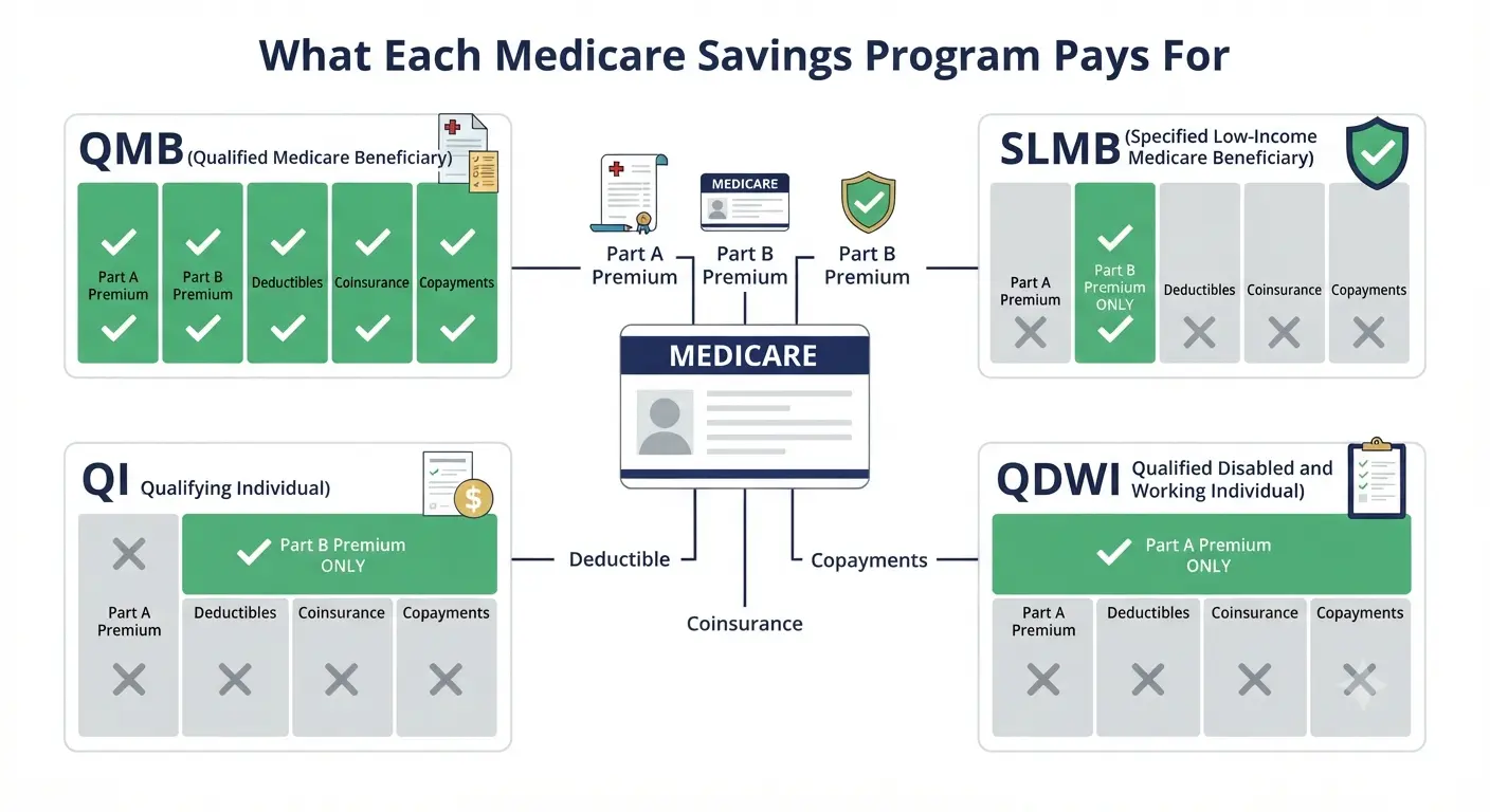 Medicare Savings Program Income Limits and what QMB, SLMB, QI, and QDWI programs pay for