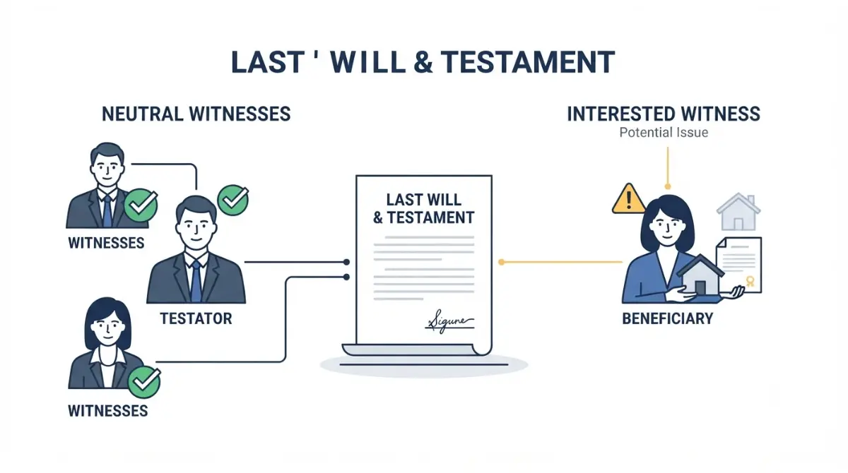 a will with two neutral witnesses compared with an interested beneficiary witness