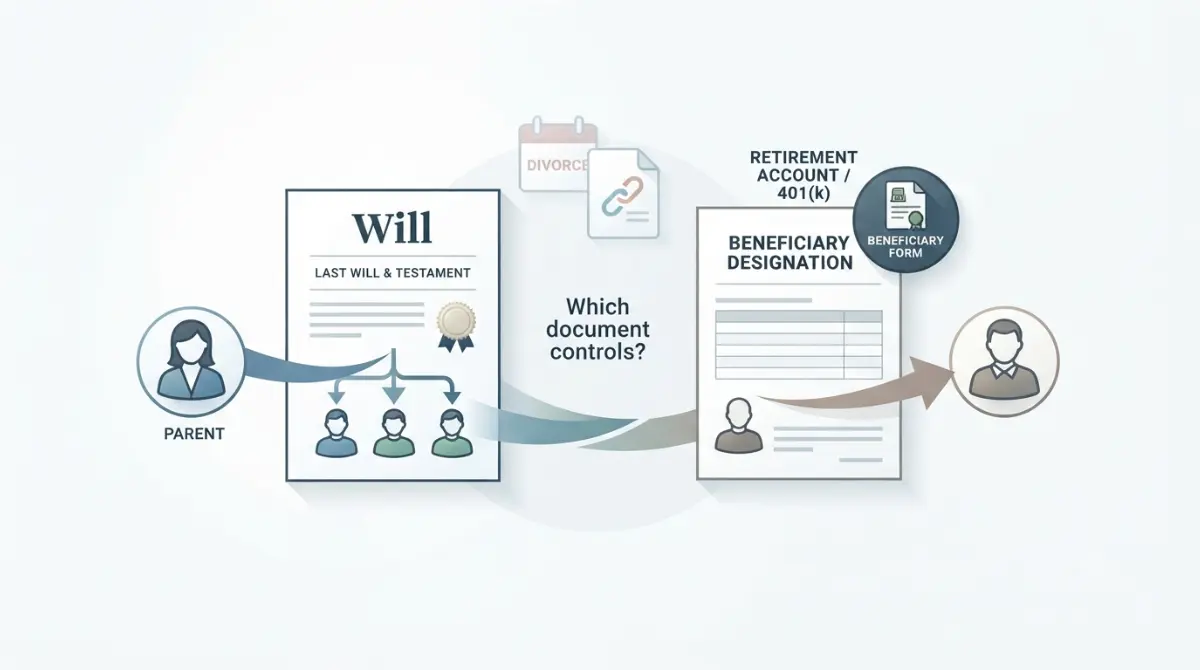 Assets affected when a will and beneficiary designation name different recipients