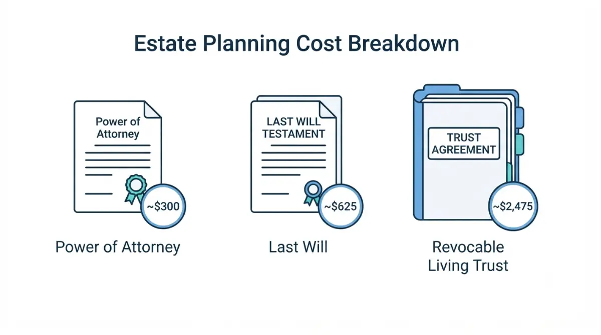 Estate Planning Cost breakdown for power of attorney, will, and revocable living trust in 2026