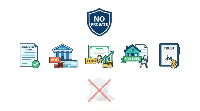 “Five tools to avoid probate: beneficiary forms, POD, TOD, TOD deed, joint ownership, and living trust”