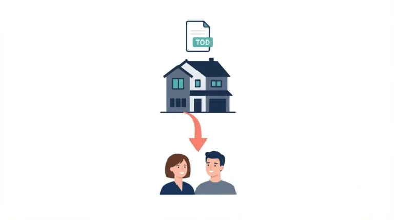 Professional vector illustration of a home passing to heirs through a Transfer on Death Deed without probate