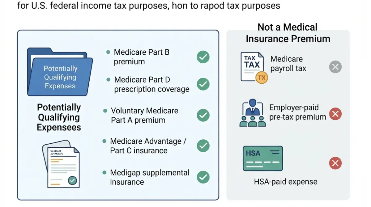 Medicare premiums that may qualify as medical expenses including Part B, Part D, Part A, Medicare Advantage and Medigap