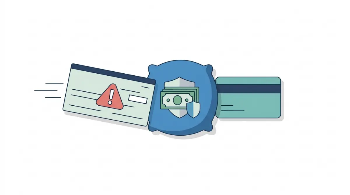 Tax Refund emergency cushion vector illustration showing a small cash buffer absorbing an unexpected bill before it becomes credit card debt.