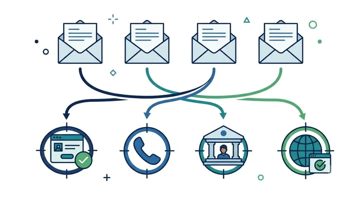 IRS Letter 5071C comparison illustration showing online, phone, in-person, and international IRS identity verification options.