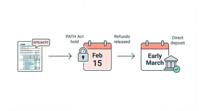 PATH Act Refund Date timeline showing mid‑February hold and early March deposit for EITC and ACTC filers