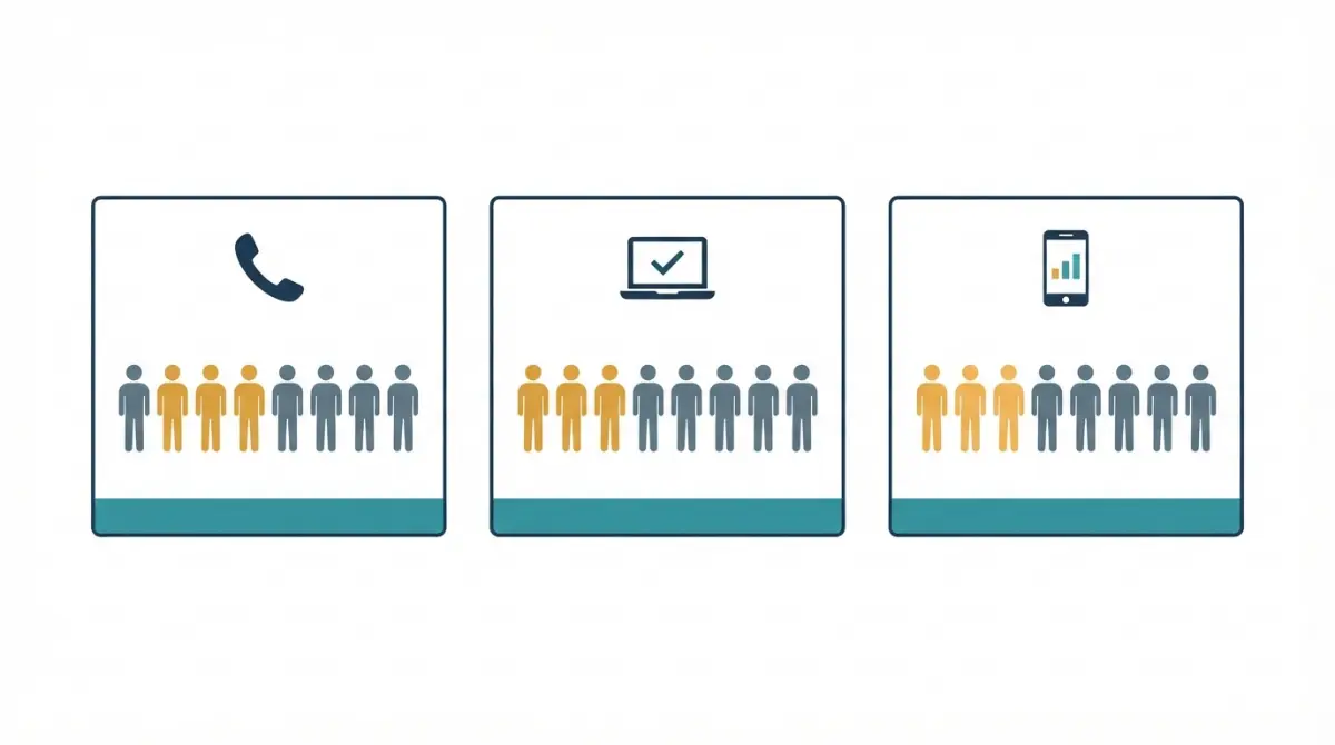 Percentage of Americans with a will shown as a range across three survey methods in a clean vector illustration