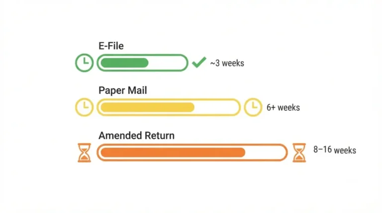 “Vector illustration showing Tax Refund Schedule for e-file, paper, and amended returns on white background”
