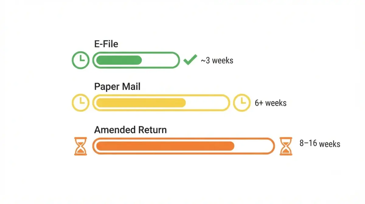 “Vector illustration showing Tax Refund Schedule for e-file, paper, and amended returns on white background”