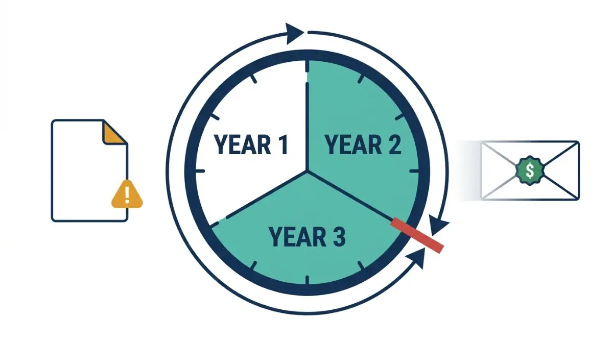 Three-year deadline to claim a tax refund: vector illustration showing why taxpayers Need to File before the IRS refund window closes
